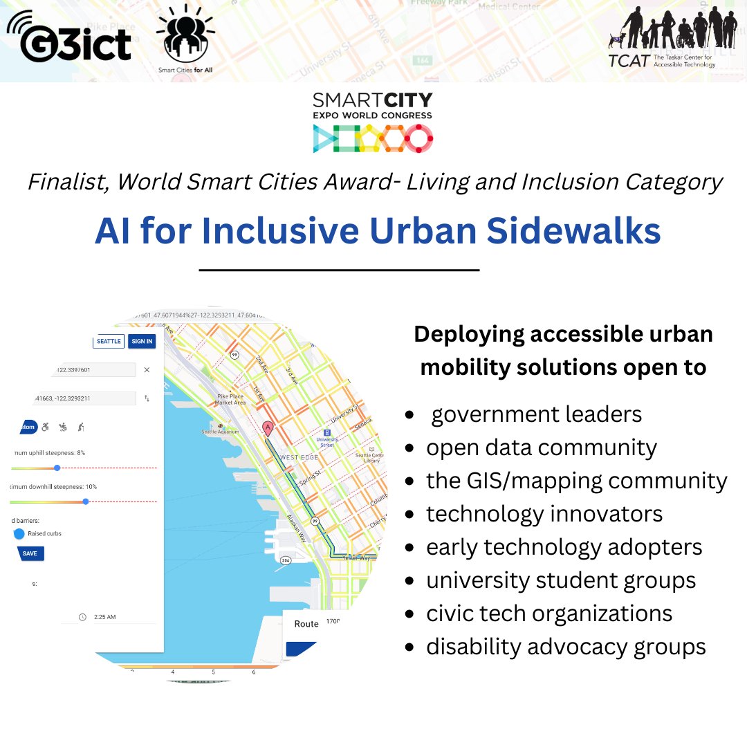 The AI for Inclusive Urban Sidewalks project has brought the unique OpenSidewalks data and robust AccessMap routing tool to five cities across the Americas-Sao Paulo (Brazil), Los Angeles (US), Quito (Ecuador), Gran Valparaiso and Santiago (Chile) bit.ly/3TopllX #SCEWC22