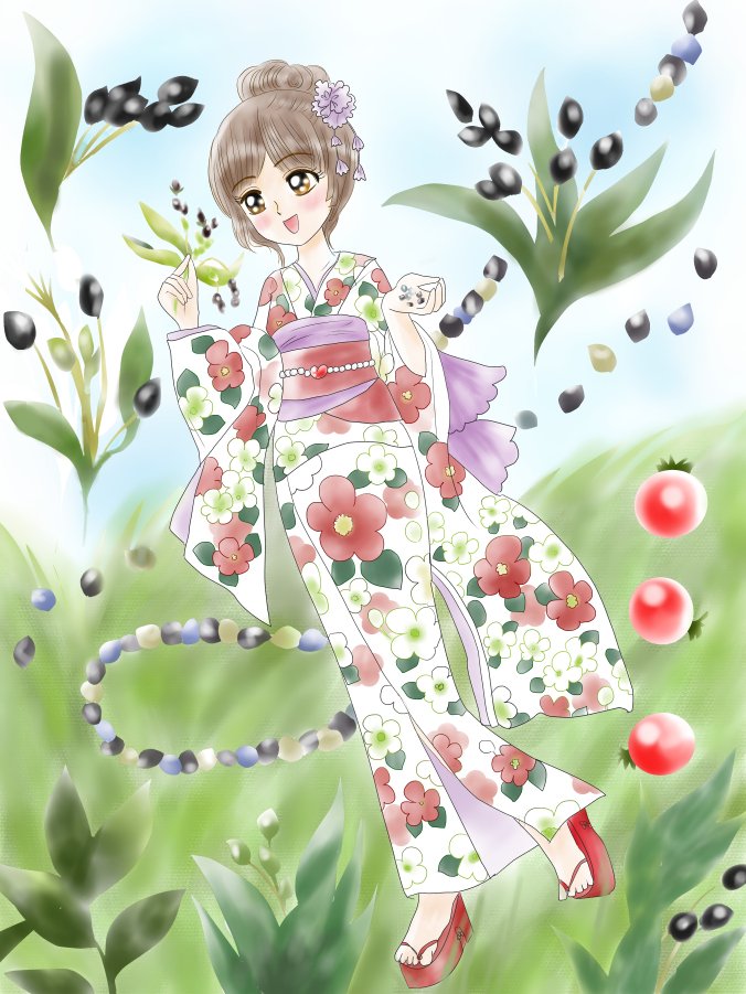 「今日11月9日の誕生花は「数珠玉(ジュズダマ)」です中心に糸が通せる穴が開いてい」|愛ちん（ゆめみ愛）のイラスト