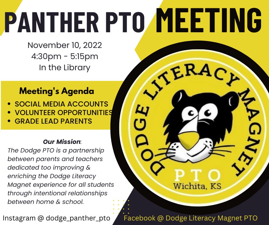 Join us for our next PTO meeting Nov. 10th.