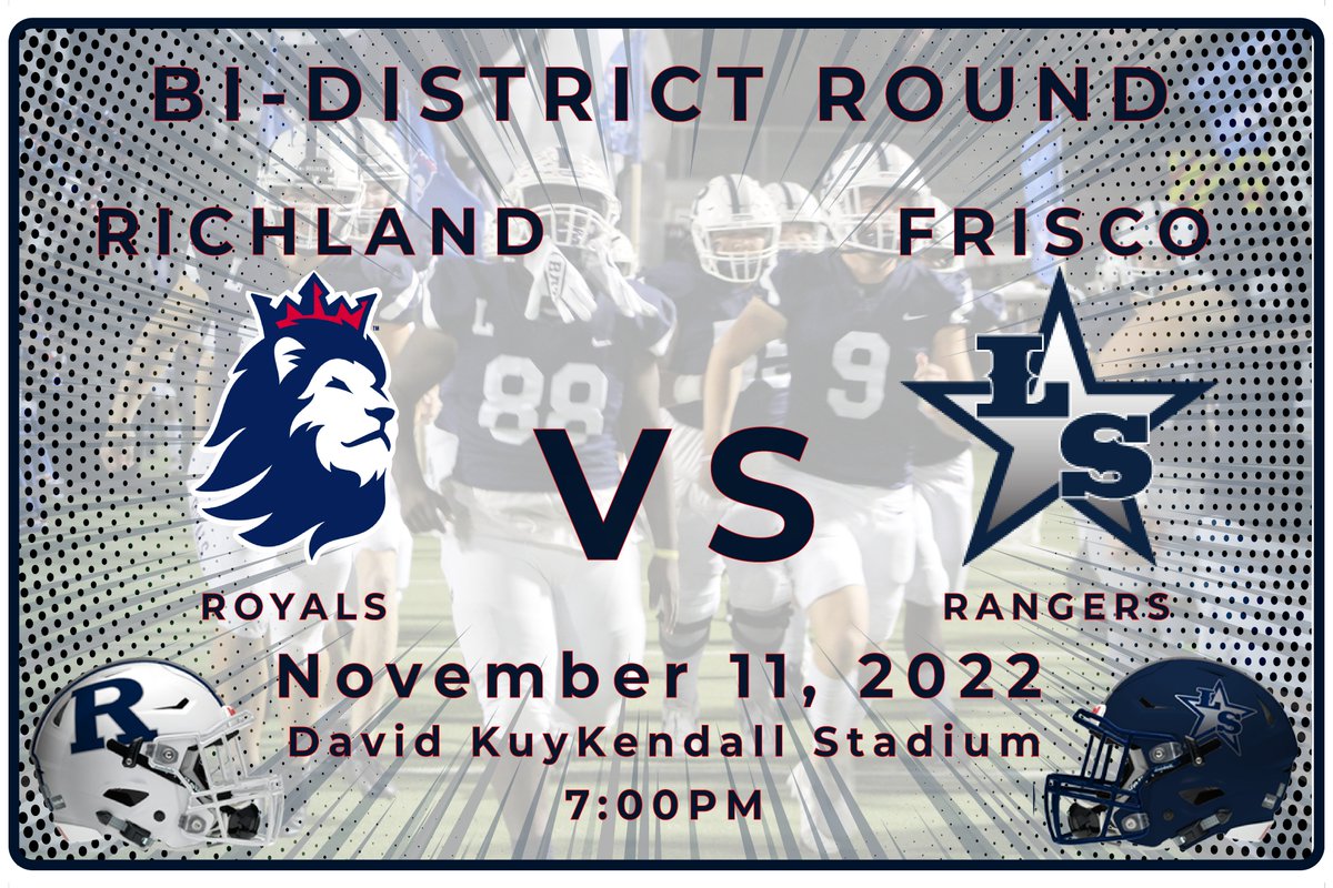 Royals_FB's tweet photo. 🚨 Playoff time 🚨Round One
Let’s Roll!!!
Your #Royals are on the road Friday 11/11 as they take on the #Rangers.  So come out, be loud and support your #RoyalsFootball team! #WeAreRoyals #YesWeWill
Get your ticket here: https://t.co/1eKp0Xi1xy https://t.co/qkLH3tsSJE