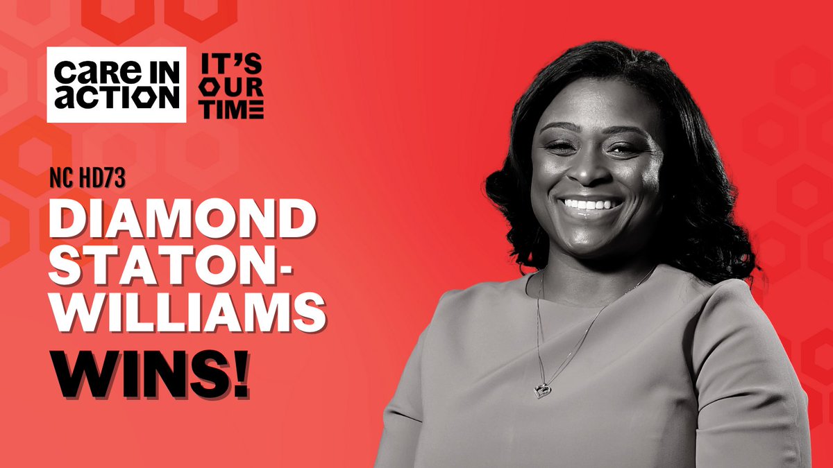 History is being made in North Carolina! Congratulations to <a href="/DiamondForNC/">Diamond Staton-Williams</a>, whose win in North Carolina has officially FLIPPED House District 73! When women of color work together, rally together, and vote together — we win!