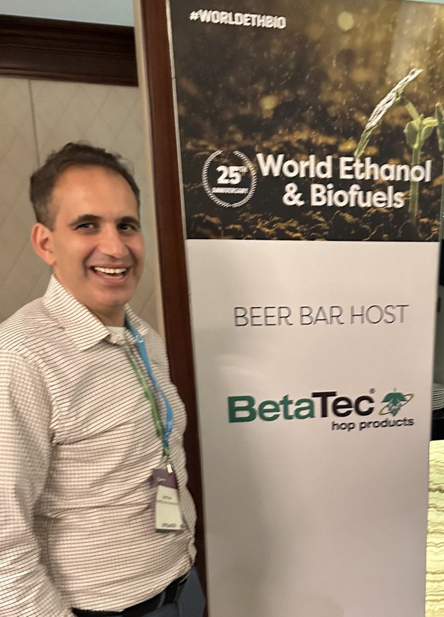 BetatecHops's tweet photo. BetaTec is the Beer Bar Host for the World Ethanol & Biofuels Conference. 🍺 And Martin Tatlock caught a photo with Marina from Informa.
@WorldEthanol #ethanol #biofuels #WorldEthBio #sponsor #beyondbrewing https://t.co/IB6rReyiQv