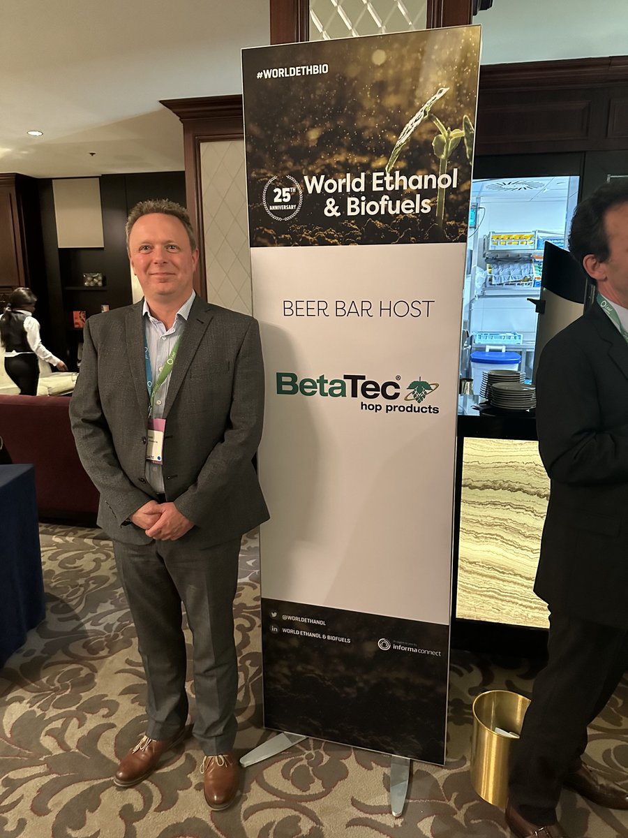 BetatecHops's tweet photo. BetaTec is the Beer Bar Host for the World Ethanol & Biofuels Conference. 🍺 And Martin Tatlock caught a photo with Marina from Informa.
@WorldEthanol #ethanol #biofuels #WorldEthBio #sponsor #beyondbrewing https://t.co/IB6rReyiQv
