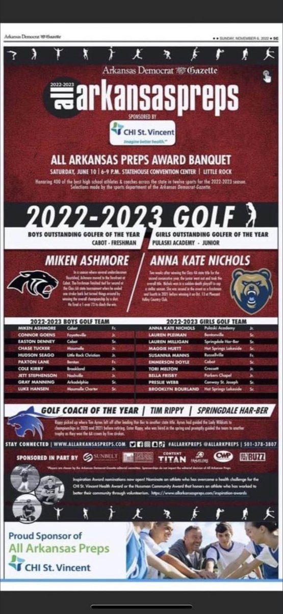 Aaron Worthen (@geauxscrap) on Twitter photo <a href="/stephenson_jett/">Jett Stephenson</a> collected his final honor of the 2022 golf season! AR All Preps Golf Team!!! <a href="/stephenson_jett/">Jett Stephenson</a> collected his final honor of the 2022 golf season! AR All Preps Golf Team!!!