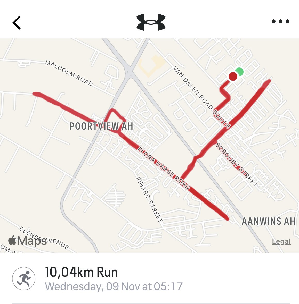 Grippa77's tweet image. lekker new daily am 10k route #run with #MapMyRun #Earthathon #RunFree