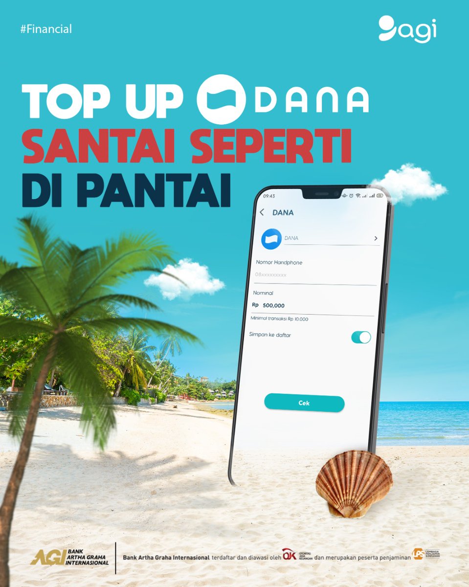 Kini top up dana gak perlu ribet lagi
sambil santai dan rebahan kamu bisa top up melalui agi apps mu

Lebih mudah dan praktis! saldo aman, waktunya jajan!

#naiklevellagi
#agibybankarthagrahainternasional