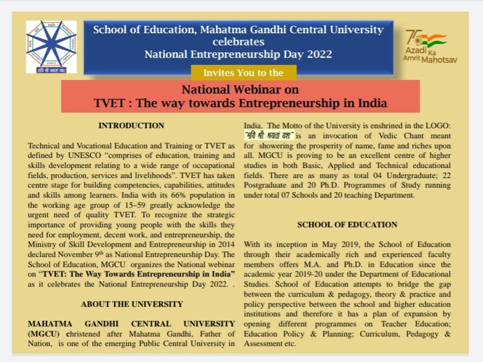 PathlothOmkar's tweet photo. Entrepreneurship is eventual in the age of creation &amp; co-creation. Grateful to @soemgcu @Prof_Asheesh @MGCUBihar @DrMukeshkr @ncert @ugc_india @EduMinOfIndia @PIB_India @Dm_Motihari @ncteDelhi @AICTE_INDIA @icssr @COL4D @CEMCA_COL @Futures2030 @BiharEducation_ @scertbihar https://t.co/JGjbOxrl4L