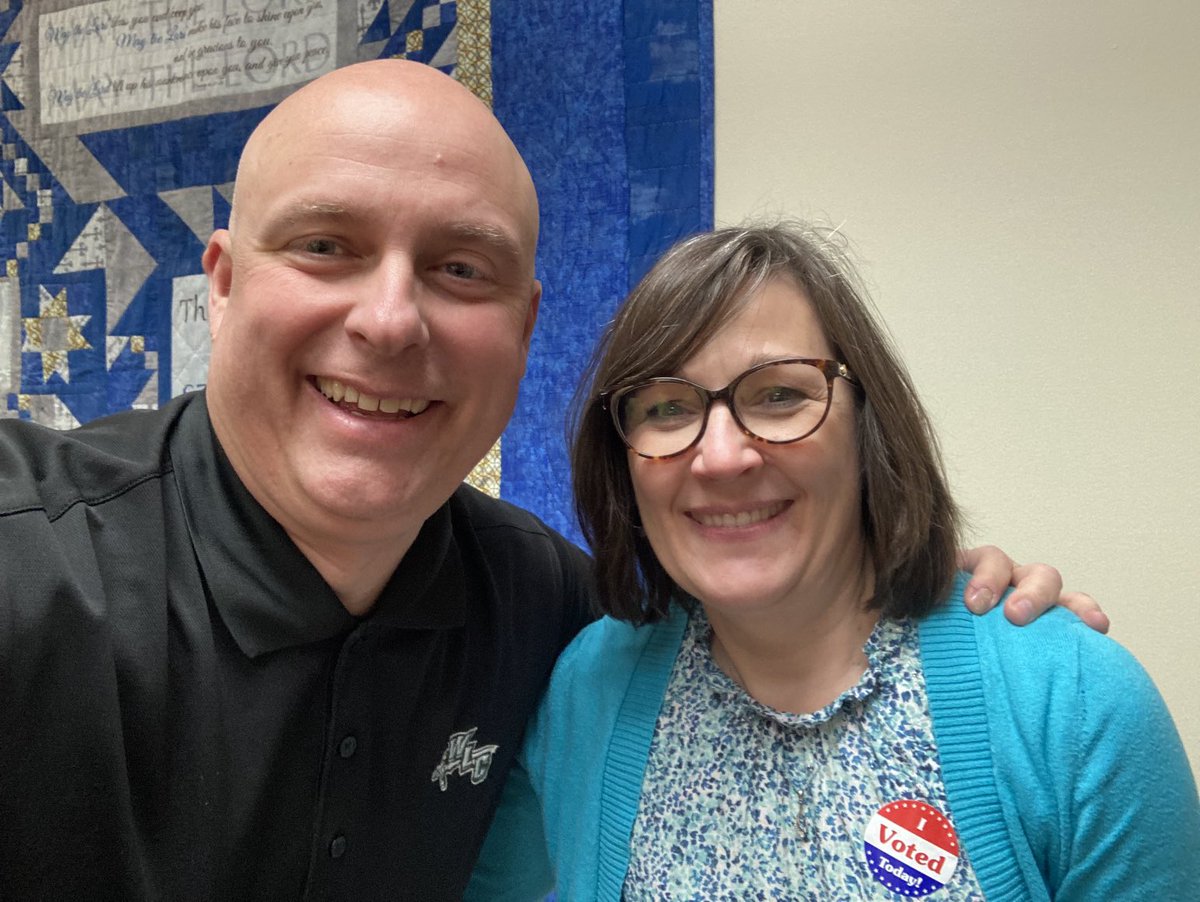 RevShevWLC's tweet photo. BTT, Nov 8: Spent the day with the fun kids at @NELHS ! You should have heard the voices belting out the Chapel hymn…a slice of heaven! Votes are being counted late night in Waco, but I got a pic with a perspective Village Trustee! #justcallit #MrsBremer @NELHS_Admin https://t.co/NdQh1Jb19E