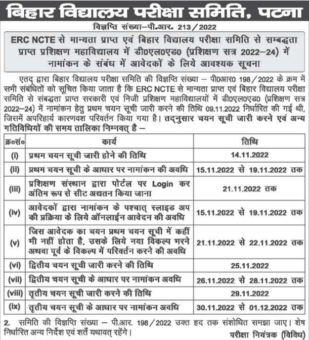 Bihar Job Portal on Twitter "Bihar D.El.Ed Revised Selection List 2022