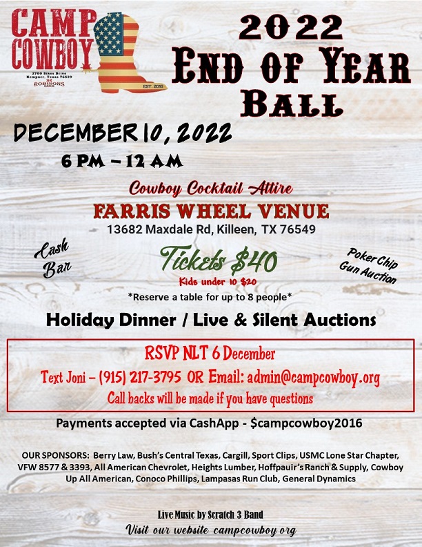 You're invited!!  All Y'all!!  Auction Items up for bid on our FB page.  Search for Camp Cowboy on FB!!