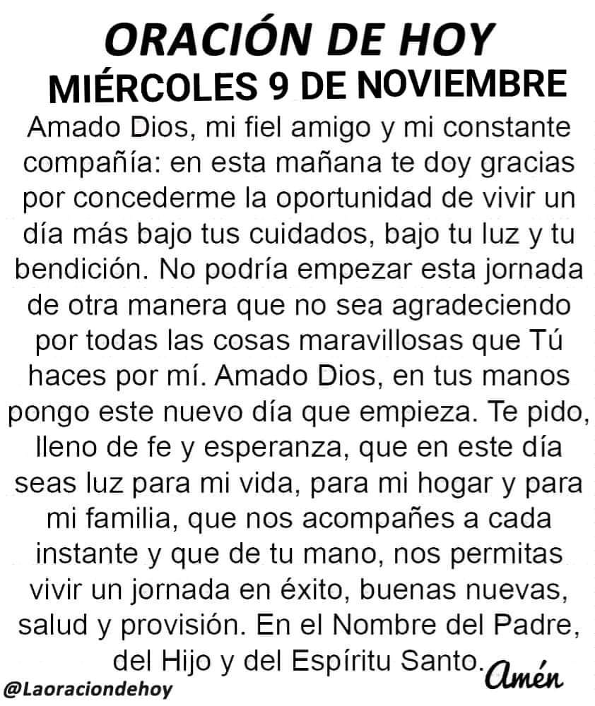 laoraciondehoy's tweet photo. Oración diaria para hoy miércoles 9 de noviembre de 2022 https://t.co/soZevgnmOw