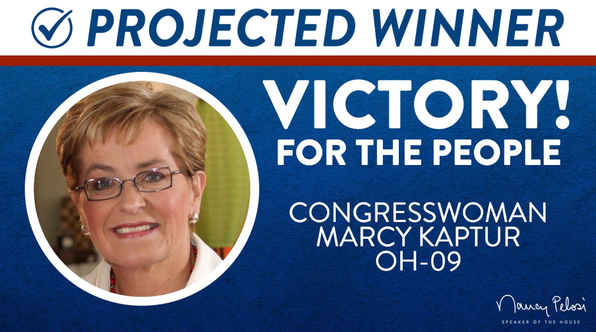 Democratic Victory: Congratulations to Congresswoman @MarcyKaptur on your re-election in #OH09! -NP