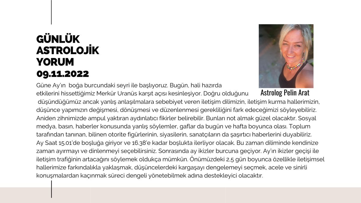 Günlük Astroloji Yorumu 09.11.2022 / Çarşamba
#günlükastroloji #astrolojikdanışmanlık