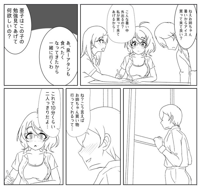 作業中新刊描き下ろし分
亜子ちゃんとドキドキする事したくて悪いこと考える泉弟 
