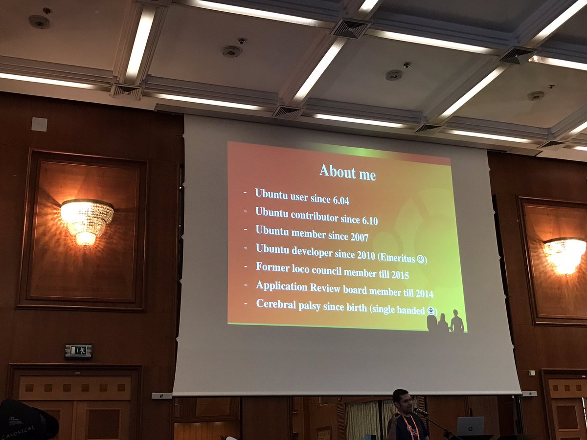 First talk after the opening note on day 3 at the #UbuntuSummit is by Bhavanishankar Ravindra on “An empowering and awesome journey with disability in the Ubuntu Community”

#UbuntuSummit