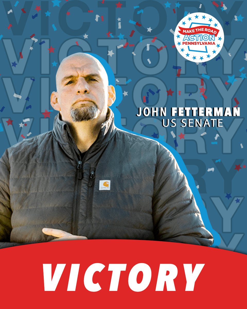 VICTORY! Congratulations to our US SENATOR-ELECT @JohnFetterman! We fought tooth and nail for this win, knocking on 300,000 doors + making 200,000 calls to ensure Fetterman won--to keep PA & the US Senate blue and to #protectourfreedoms. #ElectionNight