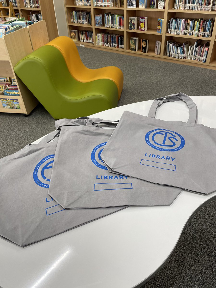 Students have been excited to get their new library bags this week. Easier to take home more books! #read #intlchat @FISSharks #FISreads