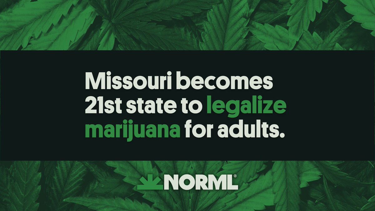 ✅ MIDWEST MARIJUANA VICTORY

Missouri voters have decided in favor of Amendment 3, legalizing the possession, cultivation, and licensed retail sale of cannabis adults 21 and older.
#NORML #SmokeTheVote #cannabisnews #LegalMO22 #legalizeit 

norml.org/blog/2022/11/0…
