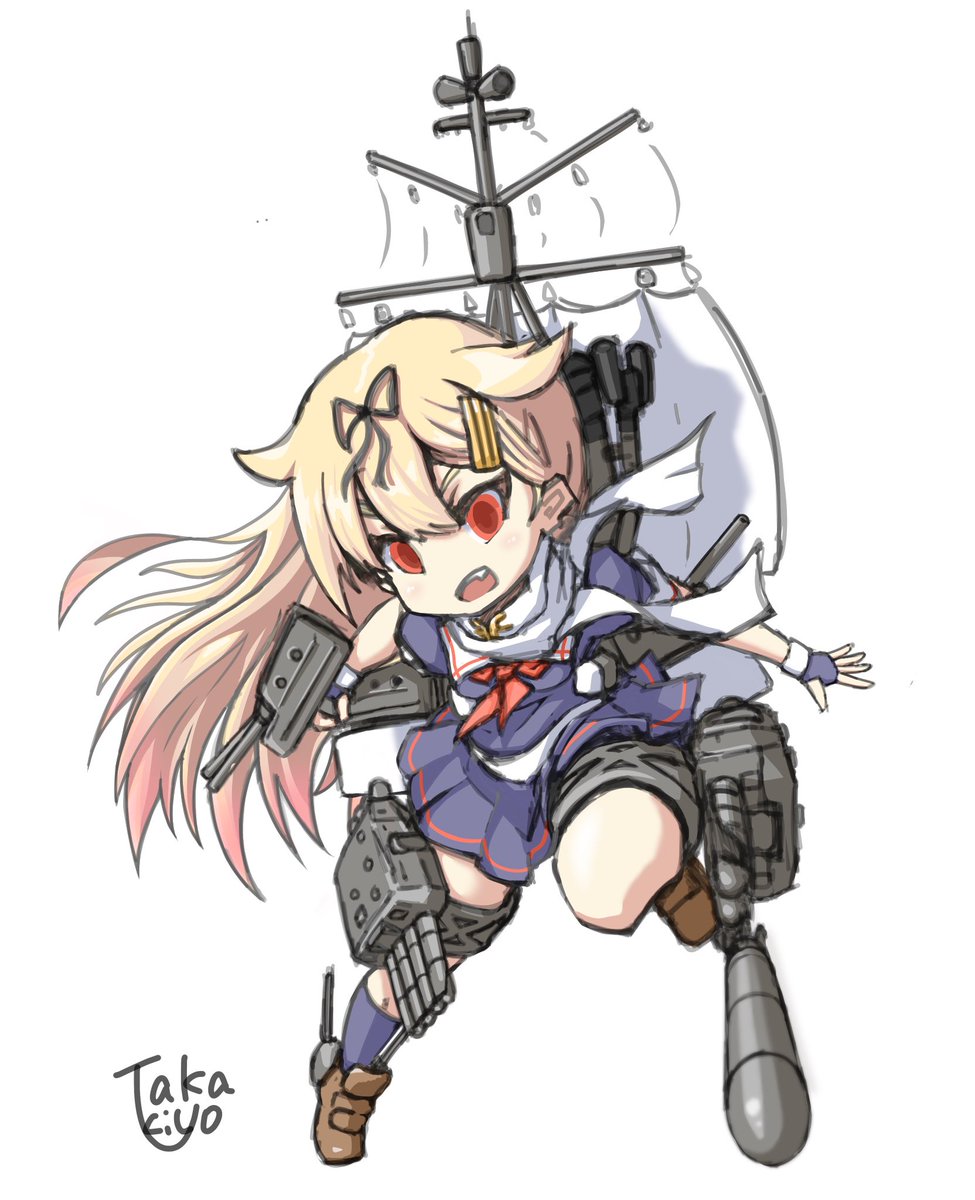 夕立(艦これ) ,夕立改二 「線画とハイライト無し差分 」|Takakiyoのイラスト