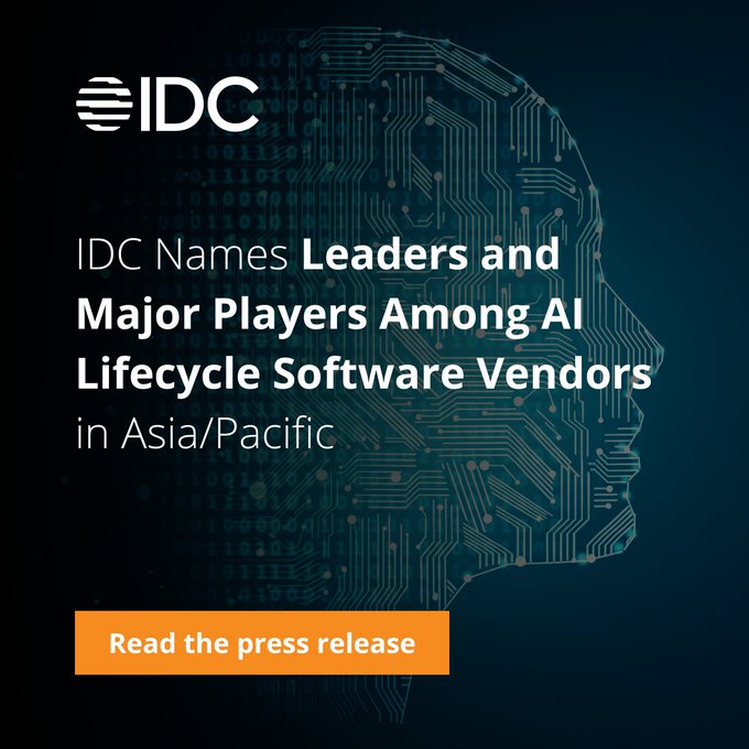 IDC recently named the Leaders and Major Players among Asia/Pacific #AI lifecycle #software vendors.

Read more in our press release: bit.ly/3WKTcI2