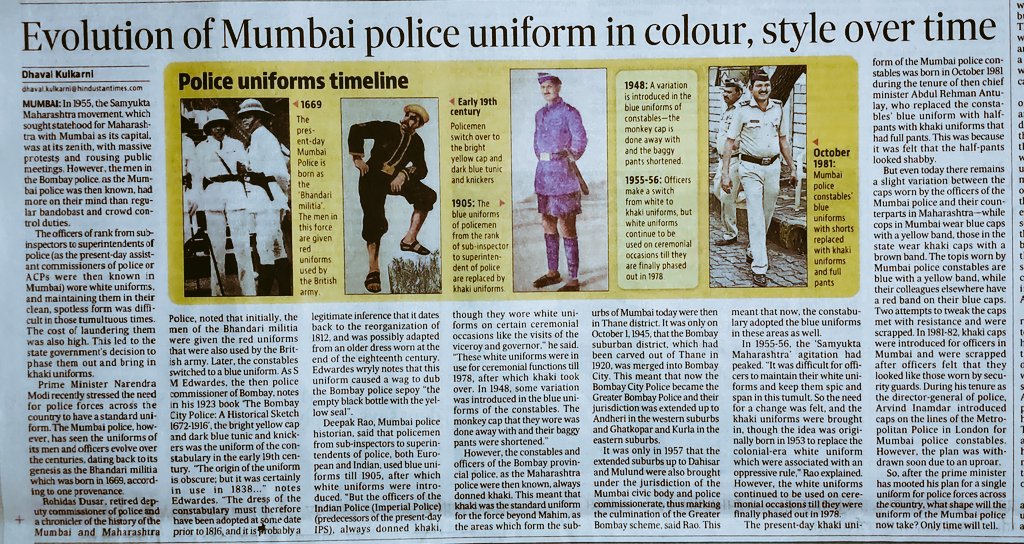 mumbaimatterz's tweet photo. A Timeline of How #MumbaiPolice uniform has evolved in colour and style over the centuries even as Indian PM exhorts for #OneNationOneUniform for Police forces.

Nice story by @dhavalkulkarni must read.

#History
#Heritage
@mumbaiheritage
 https://t.co/hzpXEtvrwY 

@HTMumbai https://t.co/xxeQzPD4hg