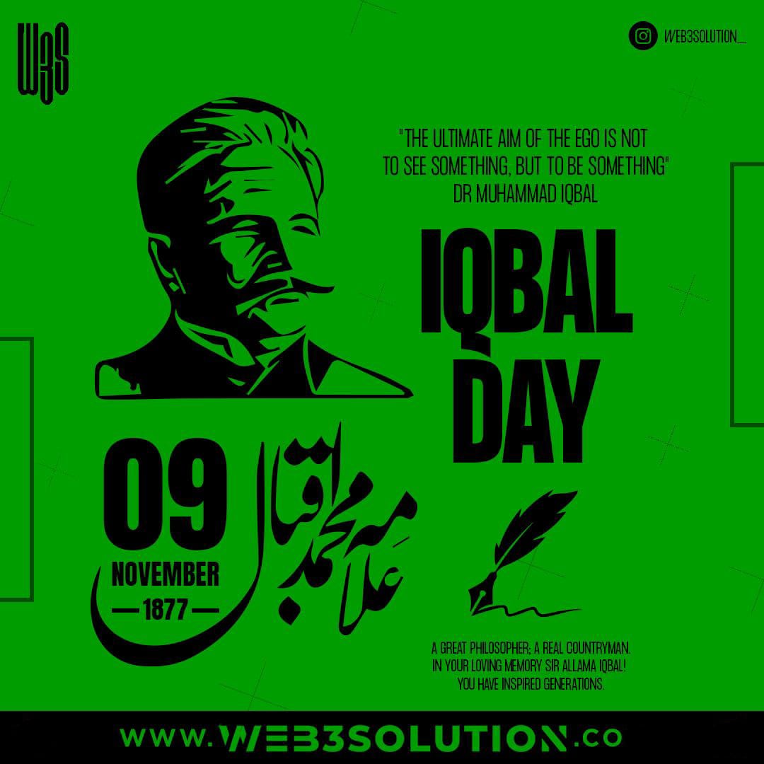 web3solution_'s tweet image. A great philosopher; a real countryman. In your loving memory sir Allama Iqbal! You have inspired generations.
"The ultimate aim of the ego is not to see something, but to be something"
-Dr Muhammad Iqbal
#SajaungaLutkarBhi #JasLy #iqbalday #happybirthday
