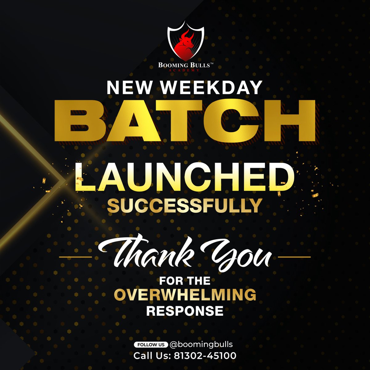 BoomingBulls's tweet photo. We have successfully launched our November Weekday Batch with an overwhelming response from our students. Thank You all for making this batch a huge success!!
#thankyou #batchlaunch #stockmarket #anishsinghthakur #boomingbulls #boomingbullsacademy https://t.co/3VS8S9ivzP