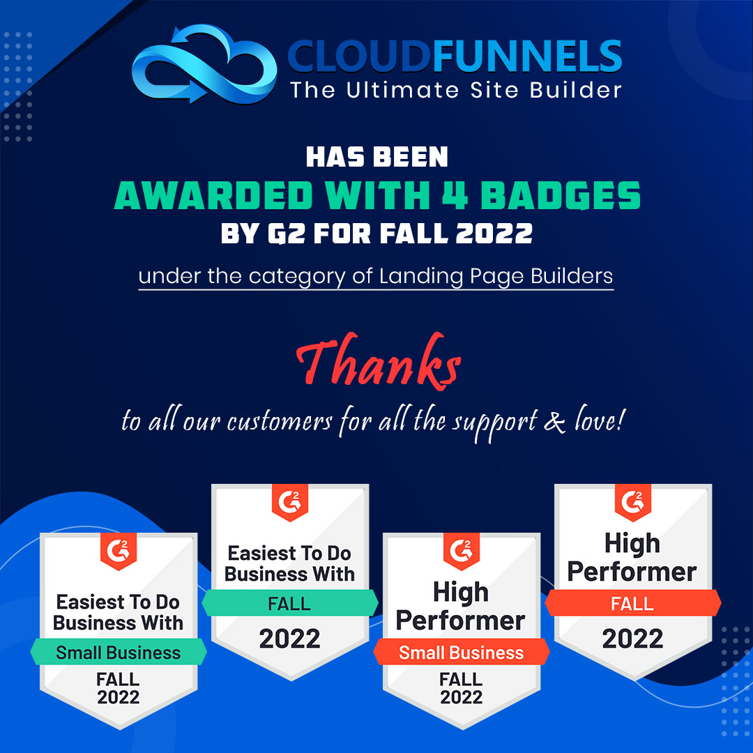 teknikforce's tweet image. Another Milestone Hit By CloudFunnels

G2 awarded CloudFunnels with 4 badges😍

This is all because of you all🙌

Thank you so much for making it a beautiful journey😅

#funnelbuilder #clickfunnelsalternative #digitalmarketing #thankyou