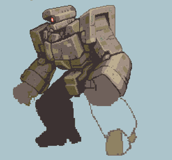 敵キャラを作ろう!ということで、ドットでロックゴーレムを制作中。楽しくなってきやがった・・・ 