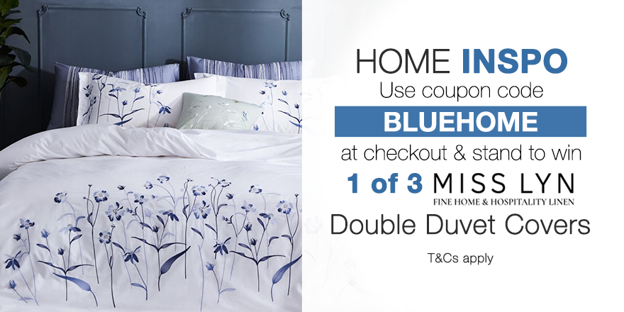 TAKEALOT's tweet photo. Dream a little dream 🤩 Shop our #BlueHome palette and stand to win one of three Miss Lyn Duvet Covers. 🛏️ 💙

Plus, use the coupon code BLUEHOME at checkout &amp; get R250 OFF your purchase. Min spend R1000. T&amp;Cs apply.

https://t.co/t7ub03rqB0 https://t.co/iWxhQafFG8