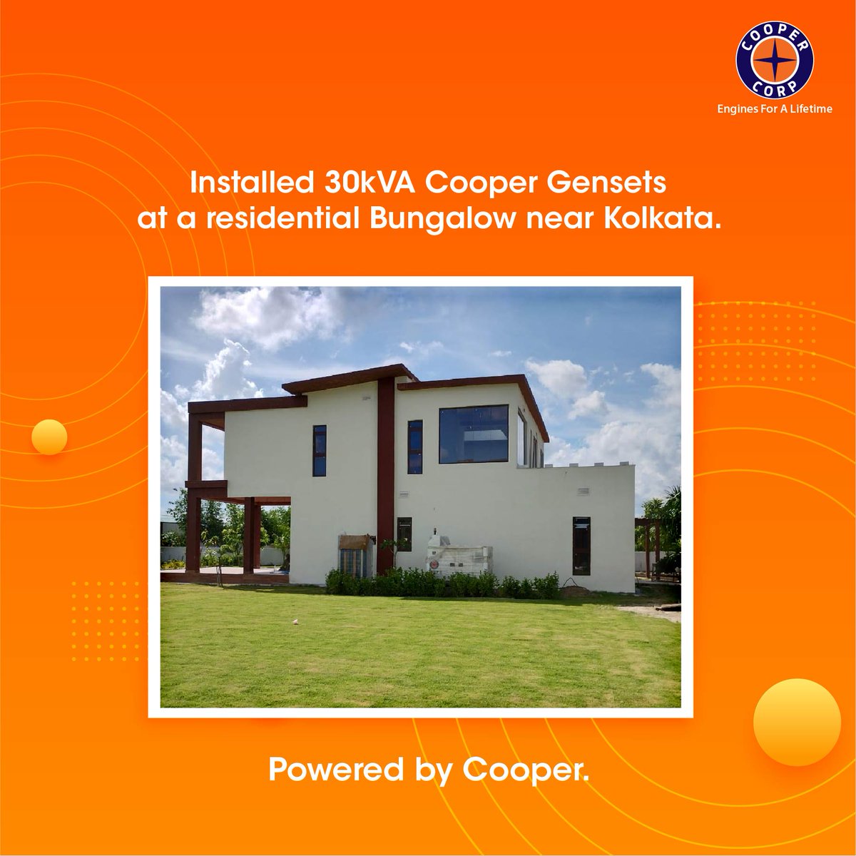 CooperCorpIndia's tweet photo. A bungalow in Kolkata powered with #Cooper 30 kVA Diesel Genset. #LatestInstallation #StayPoweredwithCooper #SabseOoperCooper #CooperEngines #CooperGensets https://t.co/hzJJMo7Qox