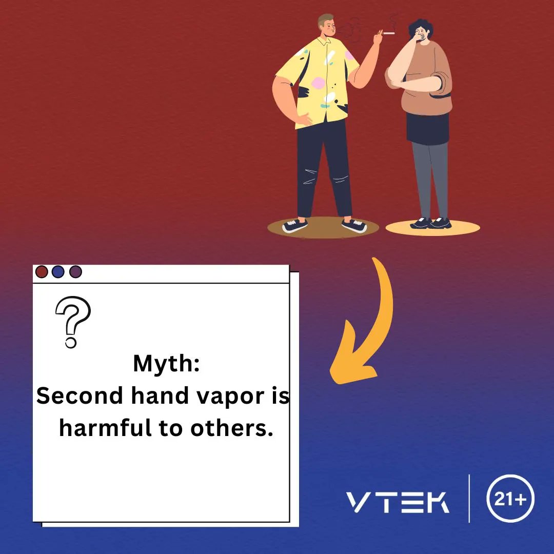 vtekbio's tweet photo. 𝑴𝒚𝒕𝒉 5️⃣: 𝑺𝒆𝒄𝒐𝒏𝒅 𝒉𝒂𝒏𝒅 𝒗𝒂𝒑𝒐𝒖𝒓 𝒊𝒔 𝒉𝒂𝒓𝒎𝒇𝒖𝒍 𝒕𝒐 𝒐𝒕𝒉𝒆𝒓𝒔.

✅𝑭𝒂𝒄𝒕: Whilst we recommend you should always be courteous to non-vapers in public areas, there is no evidence that vapor causes harm to bystanders. https://t.co/Erecaq5MSn