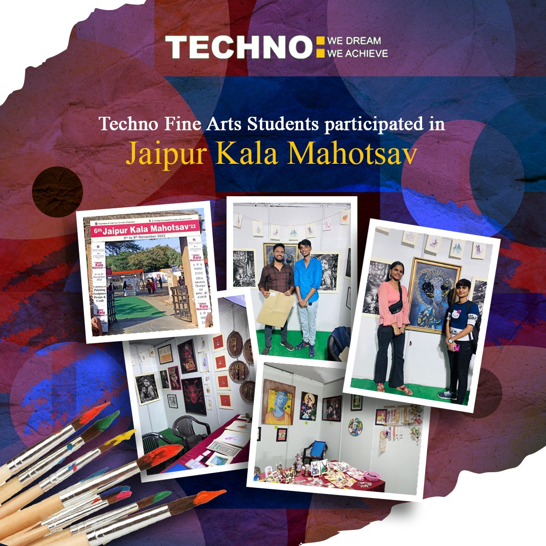 TECHNOGROUP2's tweet photo. Whether you succeed or not is irrelevant; there is no such thing. Making your unknown known is the important thing.
Techno Fine Arts Students participated in Jaipur Kala Mahotsav and left their footprint for excellence
we #dream &amp; we #achieve

#Techno #TechnoGroup #artscollege https://t.co/AIqI8bVdMG