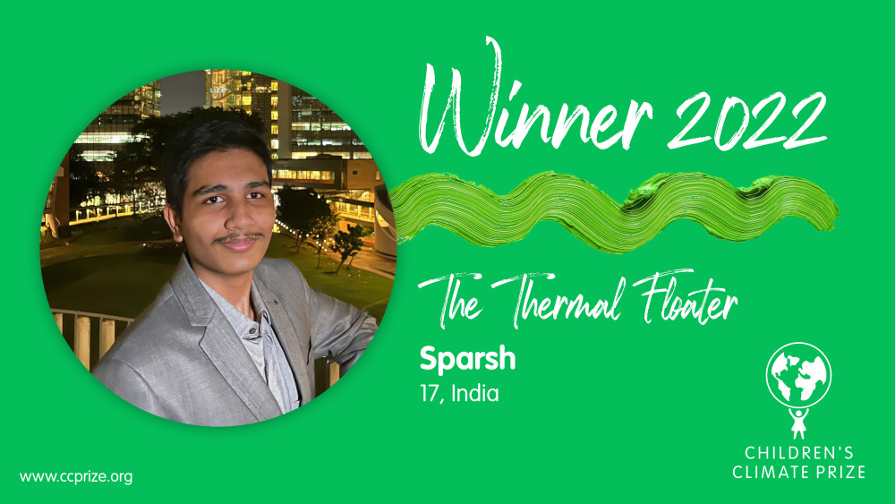 Let us present the winner of the Children’s Climate Prize 2022 - Sparsh, 17 years old from Patna, India. Sparsh is awarded for his innovation The Thermal Floater, which converts thermal energy from the sun into electrical energy. mynewsdesk.com/se/childrenscl…