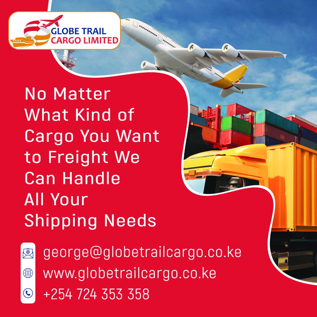GlobeTrail's tweet photo. We are your reliable cargo solution
Tel+254724353358 https://t.co/BuTayN1UMm