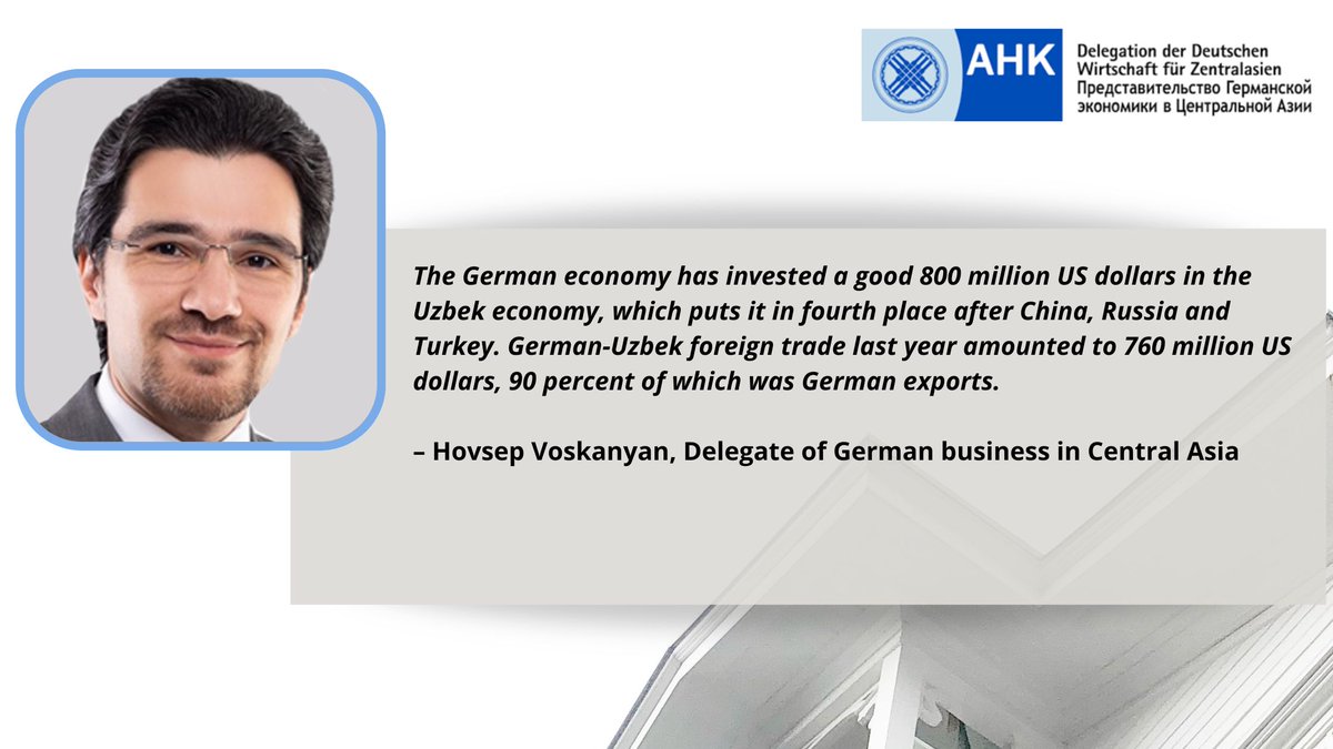 🔸 How strong are the economic relations between #Germany and #Uzbekistan? 🔸 What opportunities lie in wait for German companies? Hovsep Voskanyan, Delegate @delegZA_AHK sheds more light on that bit.ly/3CryODH #executivesearch