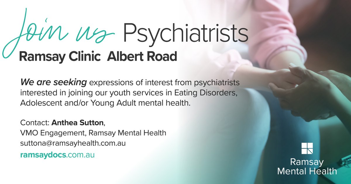 ramsayhealth's tweet photo. For more information head to > https://t.co/ASC2aaxACS
#VMO #Psychiatrists #mentalhealth #ramsaydocs #doctorjobs #mentalhealthprofessionals #psychiatry https://t.co/ihhWFStsDI