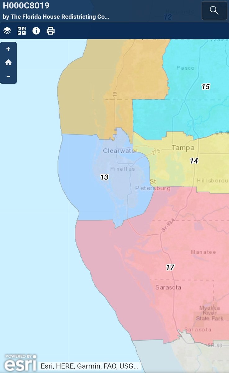 cbowsin's tweet photo. If anyone is wondering how FL US House district 13 went from Democratic to a QAnon Republican, it's because DeSantis moved black voters to an already +Dem district 14 while adding white voters from a +Rep district 12. #Election2022 #Gerrymandering #Florida https://t.co/LIVzwJLDiF