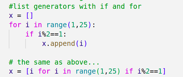 bull_end's tweet photo. #python #list #generators / #comprehensions , single line #reduction https://t.co/KpqxWJqaNr