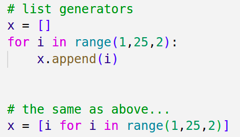 bull_end's tweet photo. #python #list #generators / #comprehensions , single line #reduction https://t.co/KpqxWJqaNr