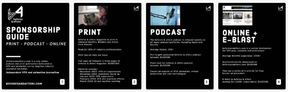 beforesmag's tweet photo. Interested in supporting independent VFX journalism? Considering sponsoring @beforesmag! See our Sponsorship Guide for PRINT, PODCAST and ONLINE. Join @reallusion, @ConductorTech, @HybrideTechno, @awscloud, @TheFoundryTeam @KIRI_Engine_App and more. 

https://t.co/Hn65MoQwin https://t.co/TOGoKUTeAw