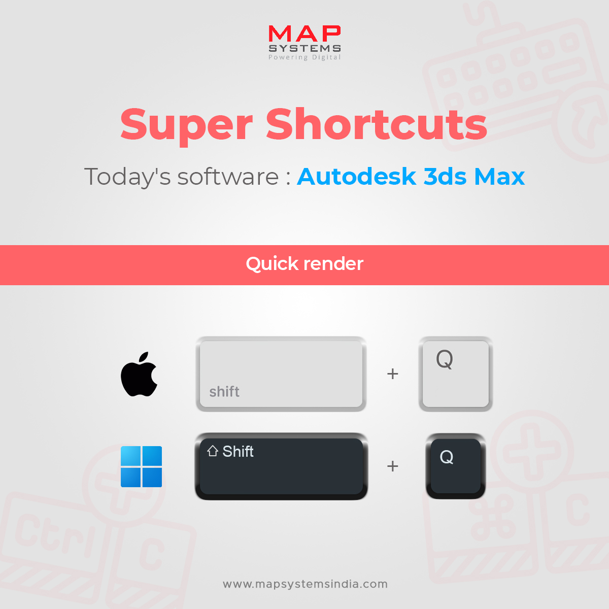 MapSystemsIndia's tweet image. Shortcut time! Learn a basic shortcut for 3D Max &amp;amp; quickly activate any command speeding up the rendering process!
Stay tuned for another handy shortcut next week!
#mapsystems #3d #autodesk #autodesk3dsmax #3dgraphicstips #3dgraphics #3dmodeling #3drendering #autodesk3dshortcuts