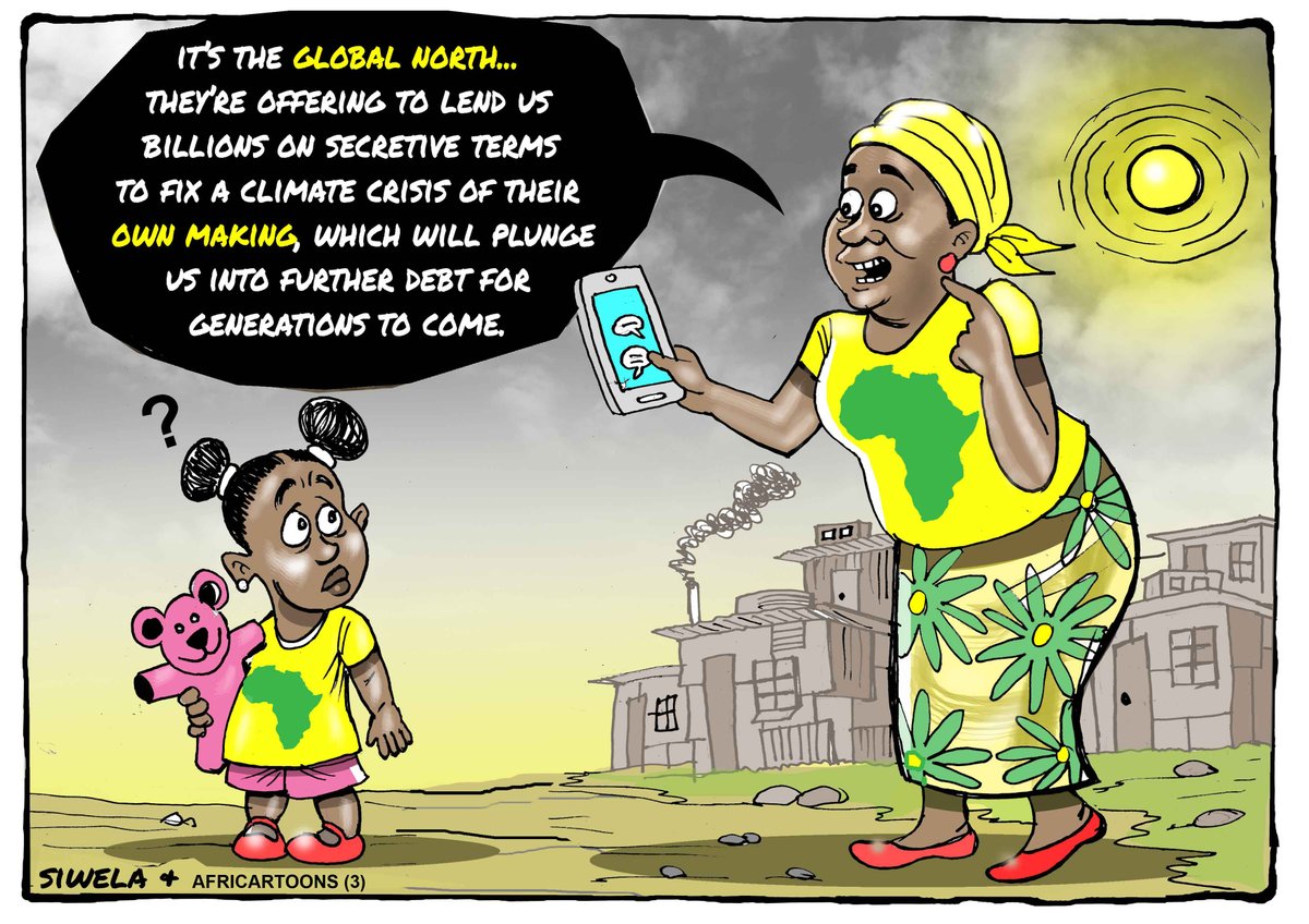 350Africa's tweet photo. Dear world leaders at #COP27, give the youth back their future - don't give them debt!
...
#ClimateFinance that is offered to developing countries as loans, perpetuates injustices and ensures that wealthy countries stay rich through the interest earned on climate loans. https://t.co/CWkNCsAhi8