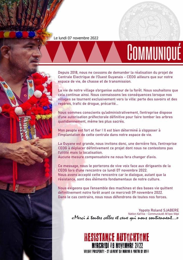 GNSA_arbres's tweet photo. 💪Nous soutenons le combat du #VillageProspériATOPOWePe contre  le chantier de la future Centrale électrique de l'Ouest guyanais #CEOG situé à moins d'un kilomètre du village amérindien sur des terres réclamées par les autochtones depuis 40 ans.@hugoclement #Guyane https://t.co/VojF0Fnoe6