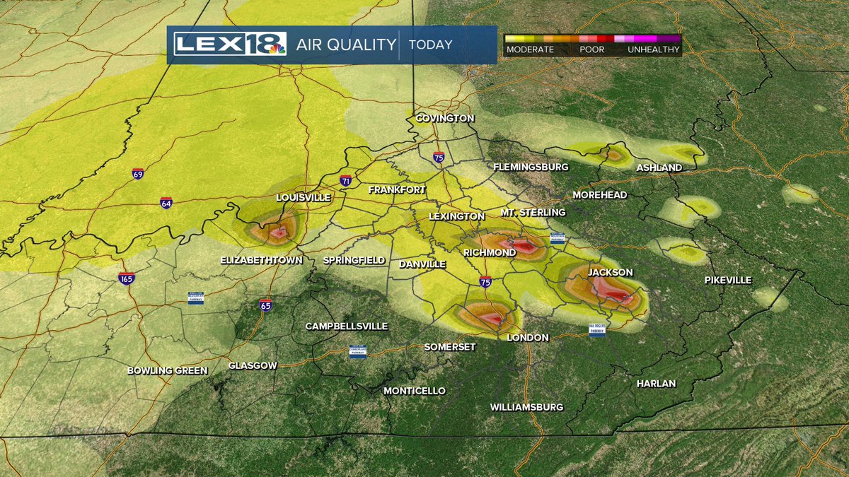 You may smell smoke this morning from the fires burning in Estill County. An Eastern breeze is pushing some smoke to the West, impacting our air quality #kywx