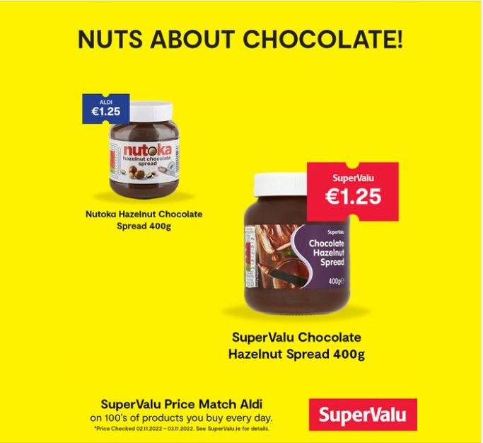 blackrockcentr's tweet photo. @SuperValuIRL Blackrock has 100’s of low prices that match Aldi on the products you love like: @SuperValuIRL  Chocolate Hazelnut Spread 400g - €1.25, plus 1000’s of branded special offers,
Along with Money Off Vouchers each week.
You don’t see that in Aldi, just sayin’. https://t.co/MzfdrlEiKv