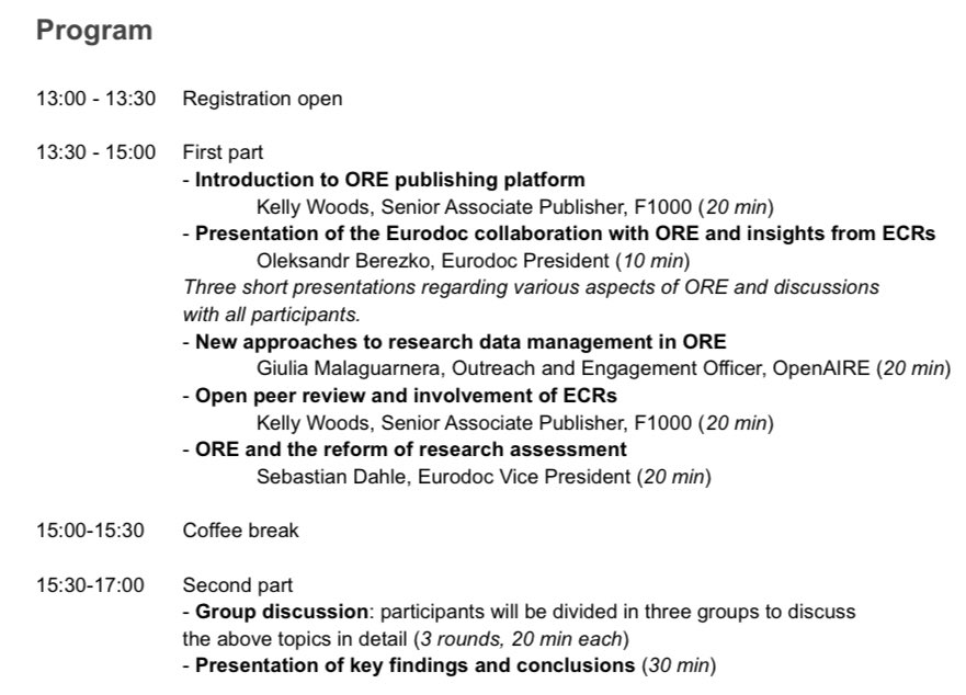 Focus session on sustainability of @OpenResearch_EU 👉 #OA publishing platform of @EU_Commission  Event for #EarlyCareerResearchers organised by @Eurodoc & @ntkcz in Prague 🇨🇿 #ORE #OpenScience #OpenPeerReview #FAIRdata