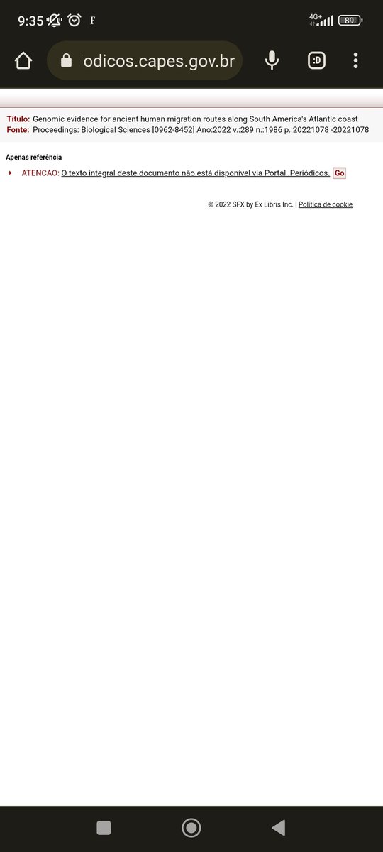 luvas_lima's tweet image. O Portal de Periódicos da @CAPES_Oficial precisa de revisão urgente! A plataforma não nos mantém logados no CAFe por muito tempo. Além disso, vários artigos sinalizados como &quot;texto completo disponível&quot; na verdade não estão com acesso liberado, como demonstra o exemplo abaixo.