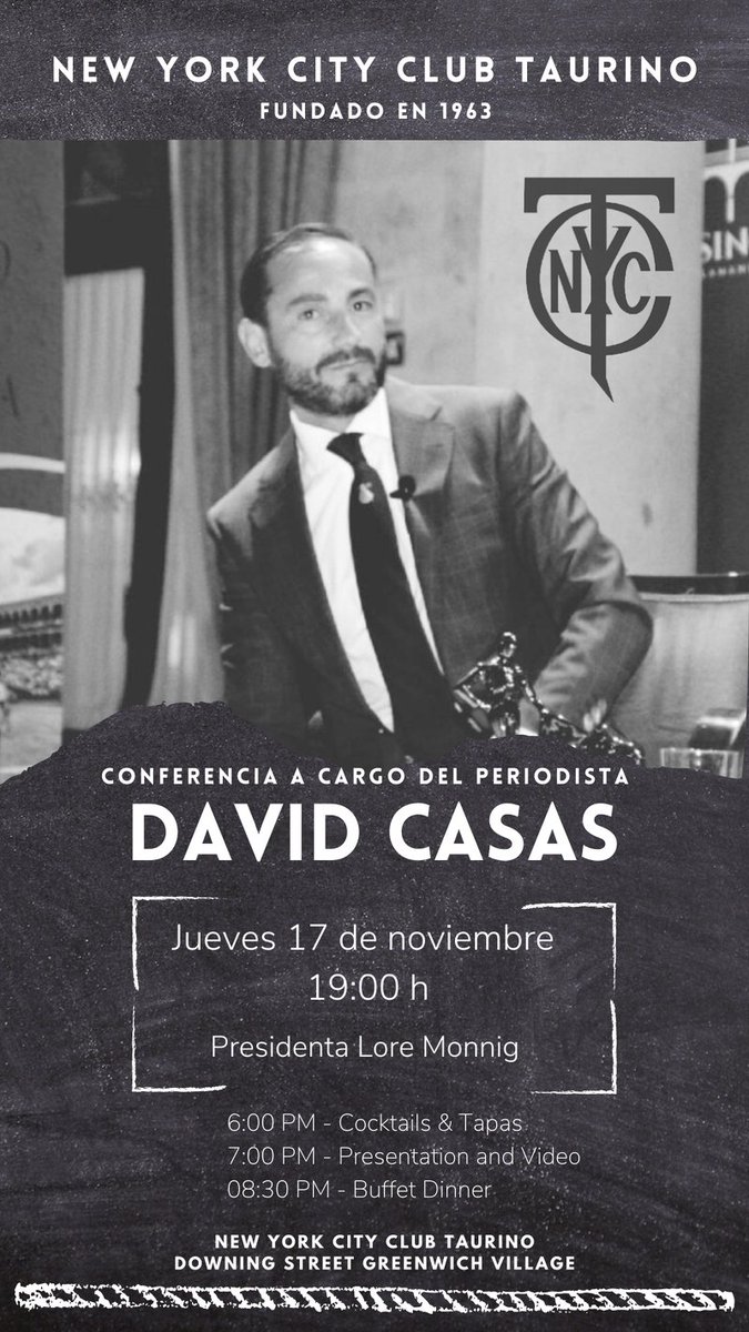 David Casas, invitado de honor del New York Club Taurino

tauromaquiasmundiales.es/david-casas-in…
