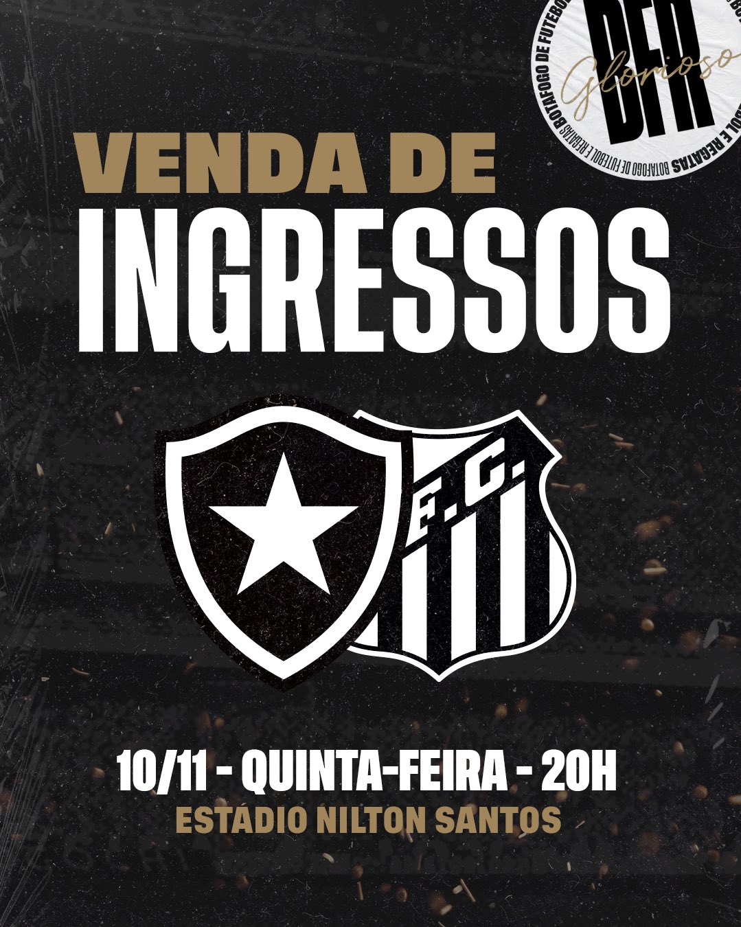 Botafogo x Santos: ingressos à venda nos pontos físicos para o jogo de  domingo - FogãoNET